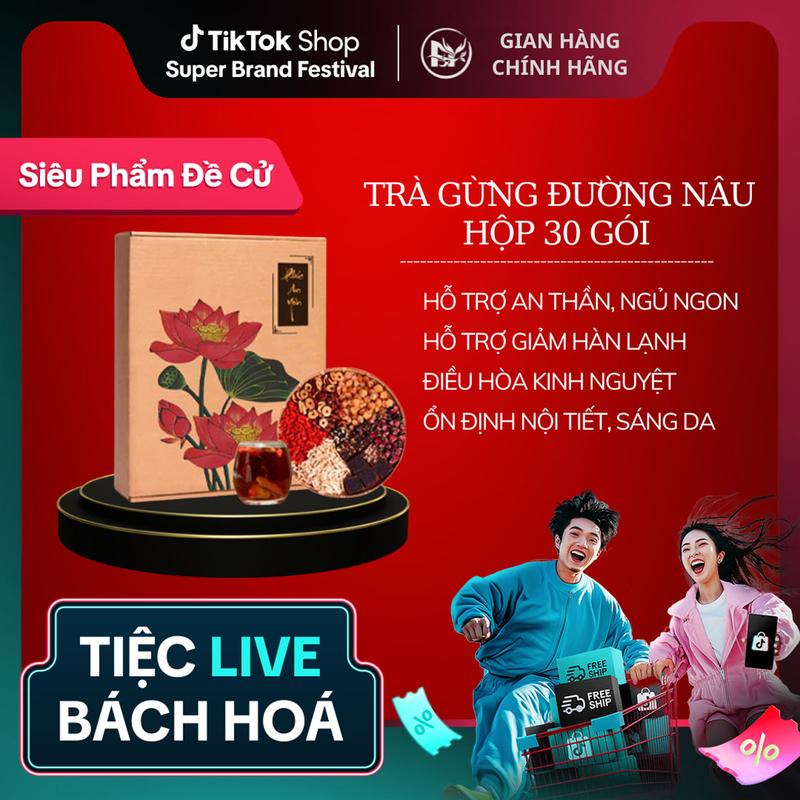  Hộp 30 gói Trà Gừng Đường Nâu Thảo Mộc Trục Hàn Hỗ Trợ Giảm Hàn Lạnh Ấm Bụng Ngày Dâu Bồi Bổ Khí Huyết. Nguyên Liệu Hữu Cơ. Hộp 30 Gói 