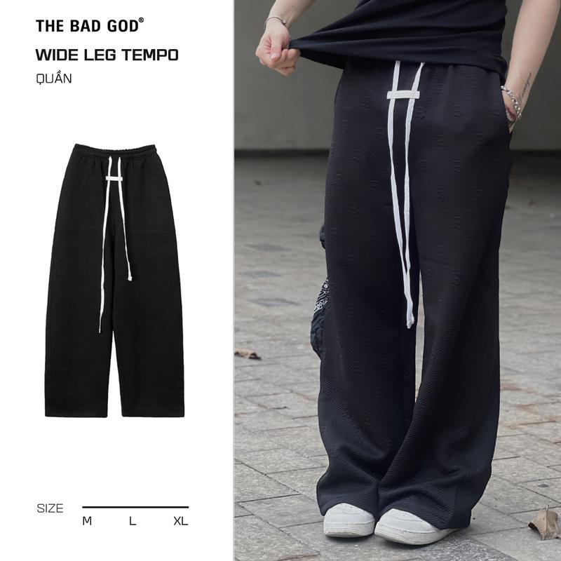  Quần Ống Rộng Wide Leg Nam Nữ The Bad God Tempo Chất Liệu Nỉ Dập Hoạt Tiết - Menswear 