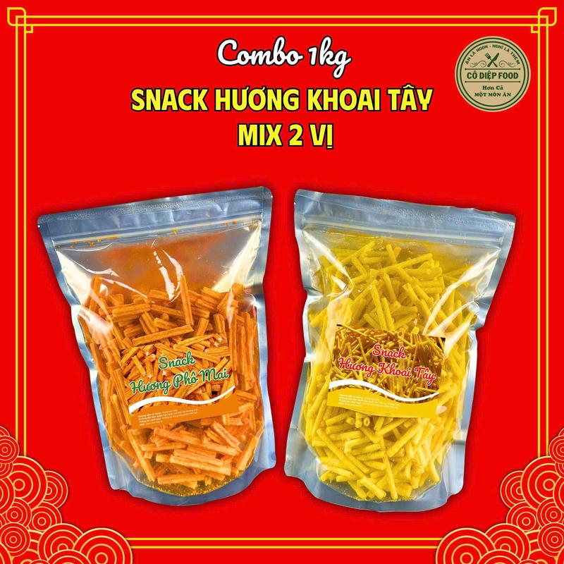 Snack Hương Khoai Tây Ống Lắc Bột Phô Mai Túi 500Gram/1KG Snack Ăn Vặt