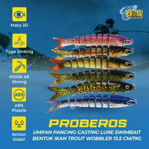 PROBEROS Umpan Pancing Casting Lure Swimbait 13.5cm/19g umpan Bentuk Ikan Trout Wobbler MN159