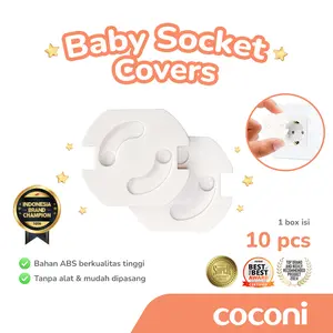 Coconi Baby Socket Covers 10 Pcs – Pelindung Stop kontak Bayi dengan Perekat isi 10 Pcs
