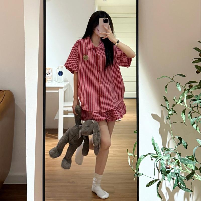  SET BỘ ĐỒ QUẦN BÍ NGẮN HOẠ TIẾT SỌC DỌC FORM RỘNG CHẤT ĐŨI -DONI - 8217 - JEMCLOSET 