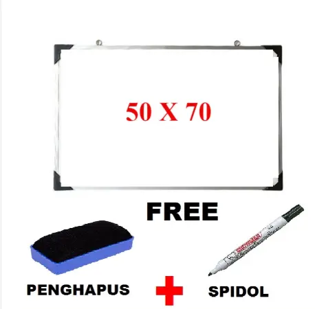Papan Tulis Belajar 2 sisi White Board Ukuran 50 x 70 non magnetFree Spidol Dan Penghapus