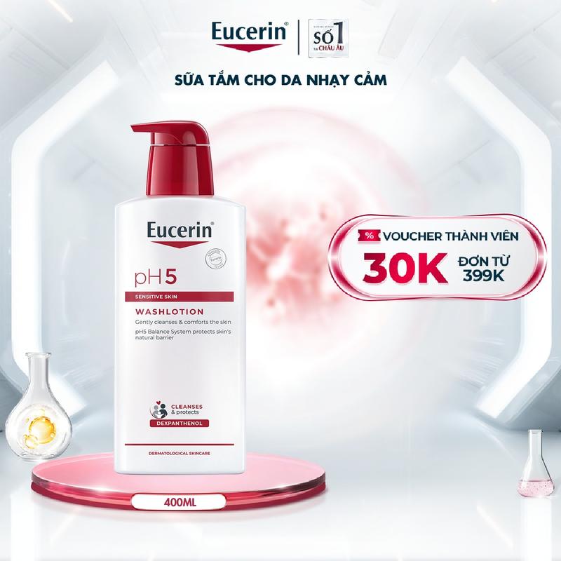 Sữa Tắm Cho Da Nhạy Cảm Eucerin pH5 Washlotion 400ml - Skincare Làm Đẹp Da
