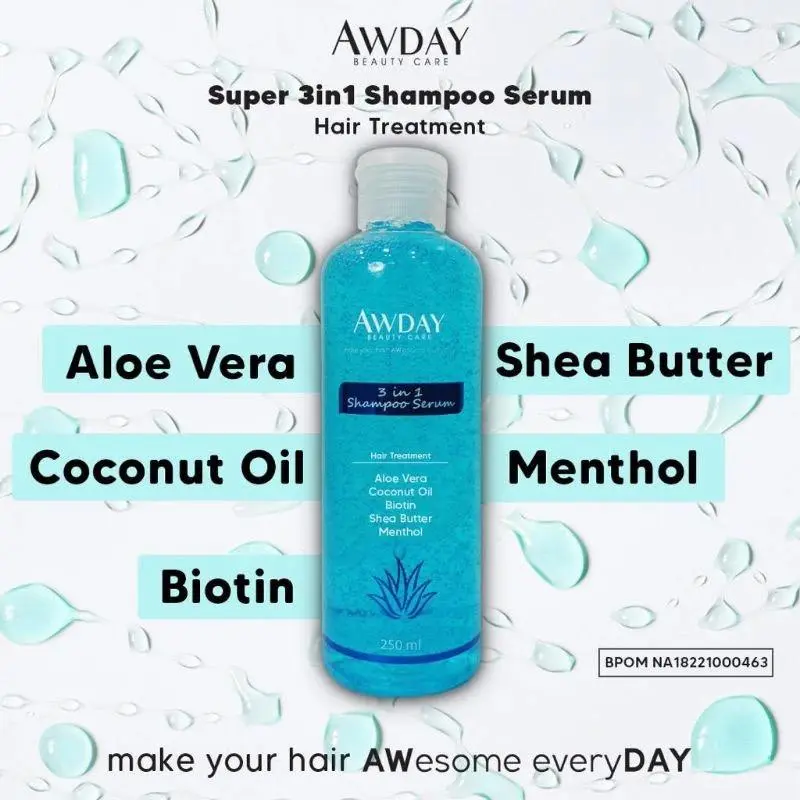 New Awday Shampoo 3 in 1 anti ketombe dan rontok shampo - 250 ml Lepek Wangi 6