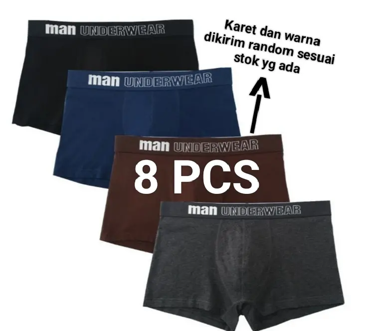 Paket Hemat Celana Dalam Boxer Pria Premium Katun Sport Cowok Dewasa Hitam Kotak Spandex Pendek Motif Remaja celana dalam pria dalaman priadewasa 5