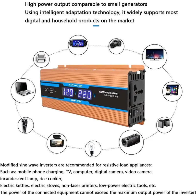 Carmaer Car Power Inverter DC 12V to AC 220V with LED Display 500W 2