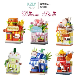 Kzly-Mksm New Mini Street Store View Puzzle Block Mainan Balok Susun Restaurant Mini Bricks
