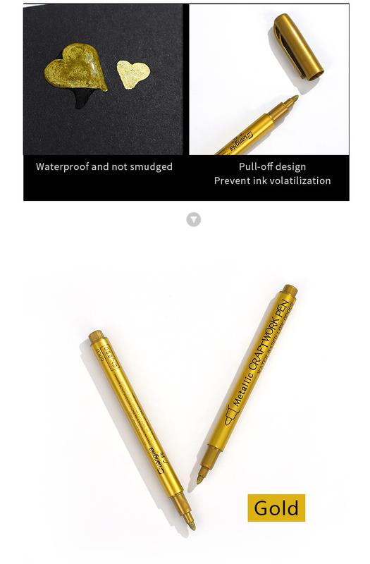 Product Introduction of JIANWU 4Pcs/Set Gold Silver Metallic Color Paintbrush Pen Student Drawing Highlighter Markers Writing School Supplies Stationery 8