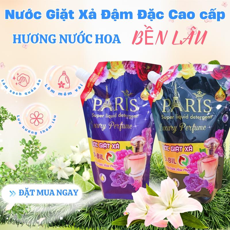 GIẢM GIÁ SỐC Nước Giặt Xả Paris Nước giặt xả đậm đặc Cao cấp Thể tích 1 Túi 1000ML Nước Giặt làm mềm vải Ngăn ngừa Vi khuẩn Hương thơm Dài lâu