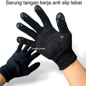3 Pasang Sarung tangan Kerja Anti Slip Hitam Sarung Tangan Proyek Kerja Multifungsi