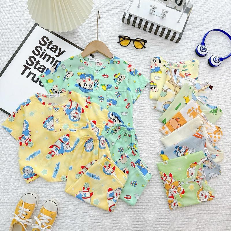 TL44 - Đồ Bộ Tole Lanh Áo Tay Ngắm Quần Dài Cho Bé 8-27kg