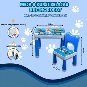 Meja Belajar Dan Kursi Set Anak Karakter / Meja Belajar Dan Kursi Motif Kartun Lucu