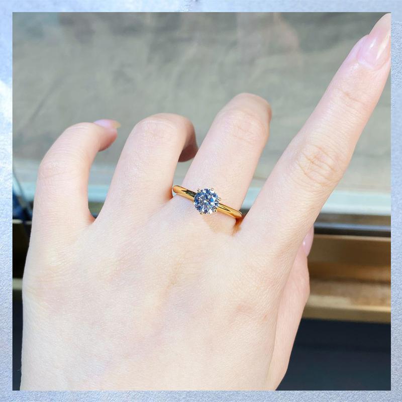 Product Introduction of [107] 0.5/1.0CT Synthetic Moissanite Ring Classic 6-Prong for Women S925 Silver Bride Wedding Ring [Free Gift] 1Pc Copper Ring 14