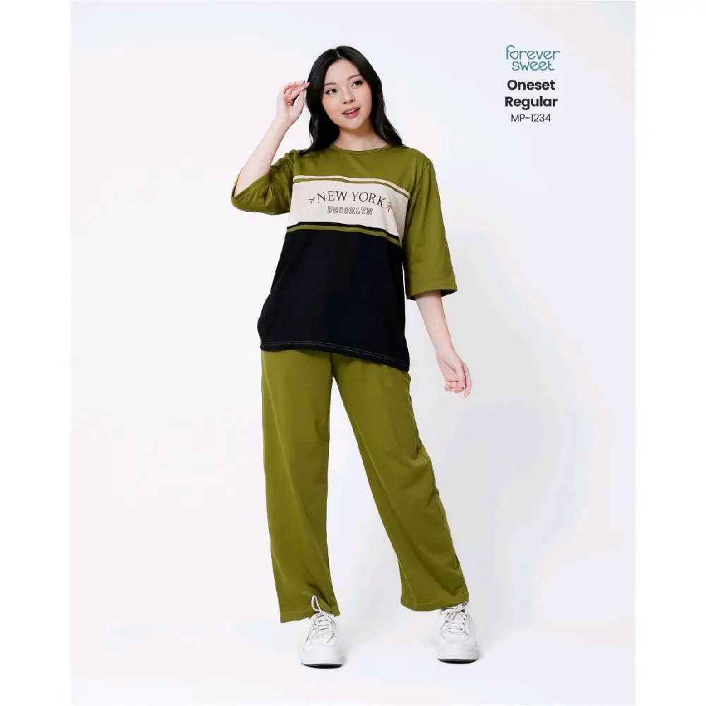FOREVER SWEET BAJU TIDUR ONE SET SETELAN WANITA LENGAN 3/4