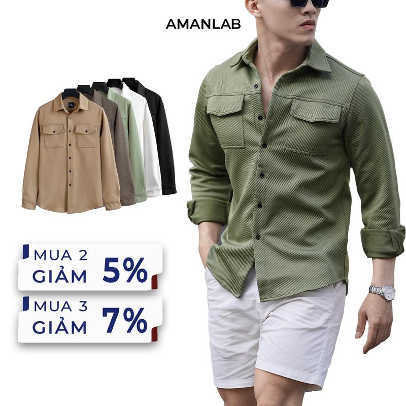Áo sơ mi khoác nam chất vải cotton vân dày, thiết kế 2 túi Jacket Shirt