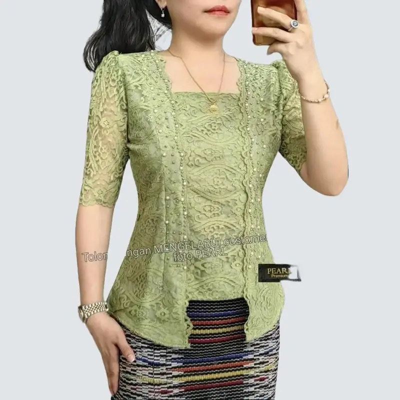 WBM Atasan Kutu Baru Brokat Cewek Nyaman Dipakai Baju Renda Wanita 0