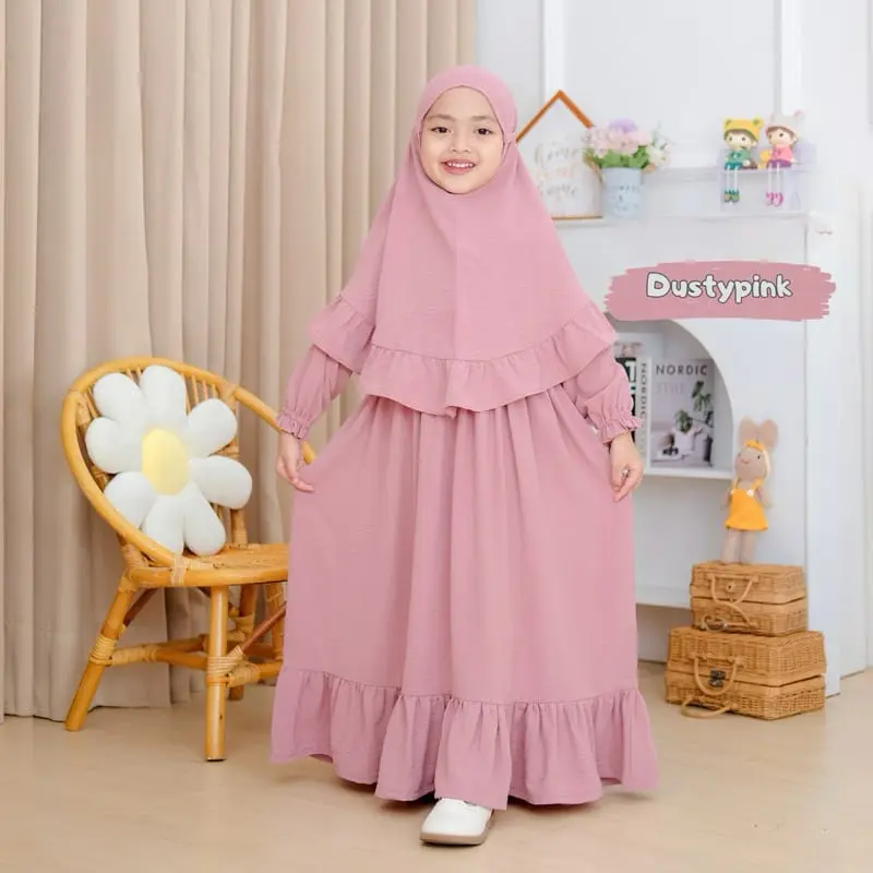 Asryla Gamis Anak Perempuan Set hijab usia 2-10 Tahun Dress Muslim