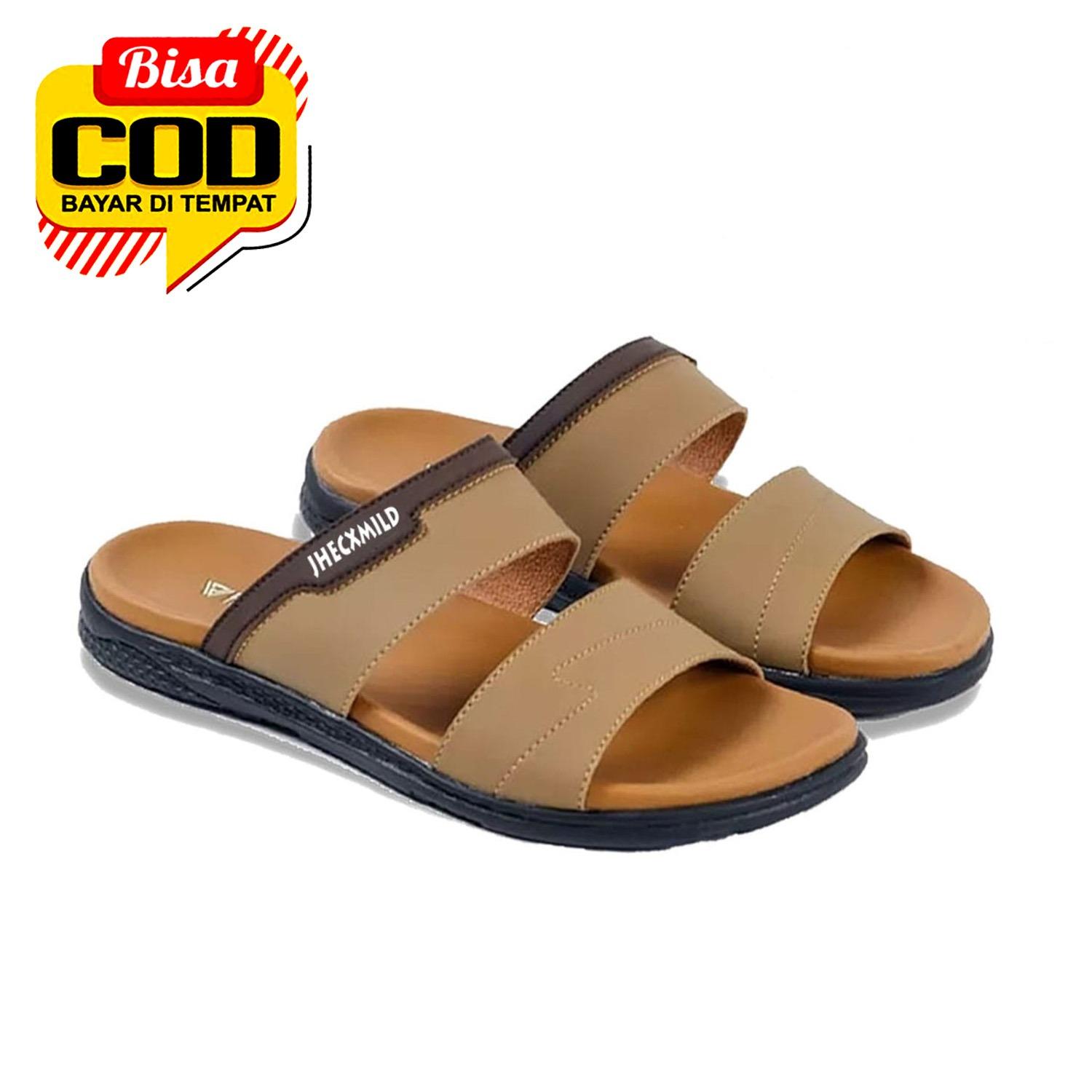 Sandal Selop Kulit Pria Slide Anti Slip Bahan Upper Kulit Sintesis Outsole Karet Nyaman Ukuran 39-43 Baru Sandal Selop Kulit Pria Slide Anti Slip Bahan Upper Kulit Sintesis Outsole Karet Nyaman Ukuran 39-43 Baru