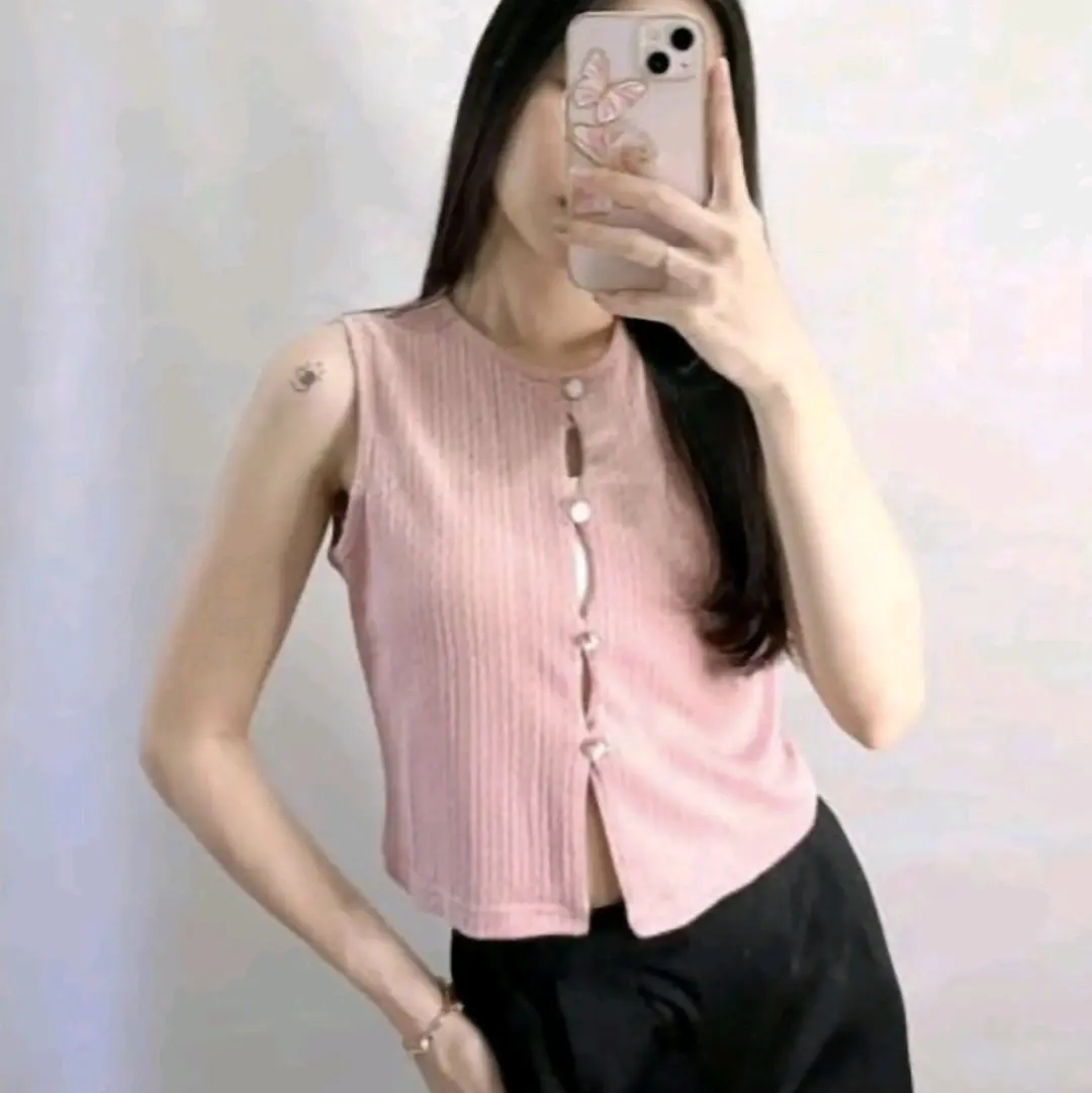 【️Ready Stok 】Woman Cropped Basic Casual Polos Tank Top Korean Style Atasan Cewek tanpa lengan