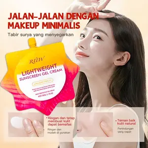 Sunblock Pencerah Wajah dan Badan SPF 50, Krim Pelembap Tabir Surya Spektrum Luas untuk Semua Kulit