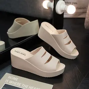 Sandal Wedges Wanita Slip On Tinggi Modis Elegan Cewek Kekinian untuk Jalan-Jalan Hangout Casual HZ-TX41