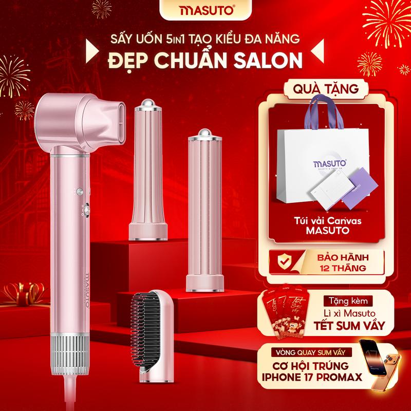 GIÁ SỐC TRONG LIVE Máy Sấy Tóc Tạo Kiểu 5in1 Masuto AirStyler - DEAL HỜI HB - Công Nghệ Ion Âm Bảo Vệ Tóc Giảm Hư Tổn Tóc Bảo Hành 24 Tháng Tặng Túi Giấy Sang Trọng