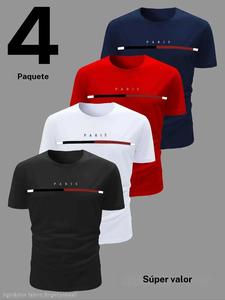 Conjunto de camiseta deportiva para hombre de manga corta y secado rápido, top de entrenamiento de color liso con cuello redondo, transpirable y de secado rápido, esencial para el gimnasio, correr, baloncesto, fútbol y ciclismo
