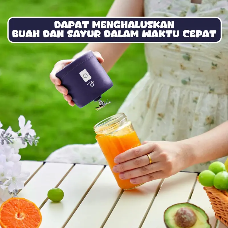 Kaca Blender Mpasi 8 Pisau Juice Portable 1 Botol Mini USB Blander Biru 380ML Juicer 2