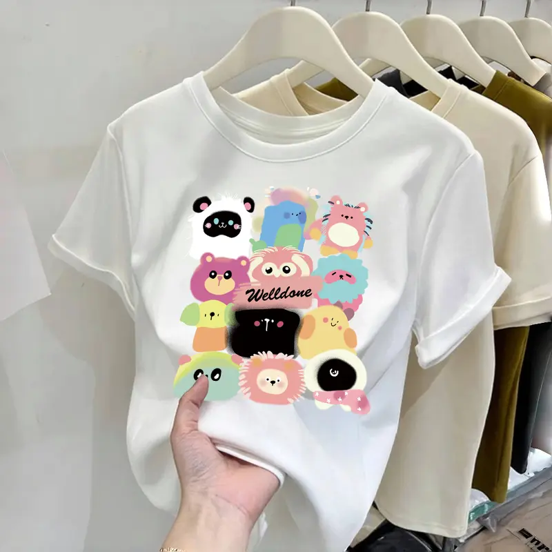 T-shirt bermotif dopamin/T-shirt lengan pendek kasual gaya Korea 2