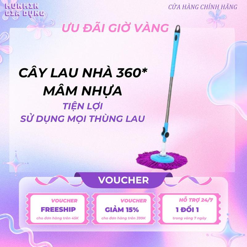 Cây lau nhà xoay 360 inox 304, mâm nhựa dùng cho mọi loại thùng lau. Lau Sàn Không có xô Làm Sạch