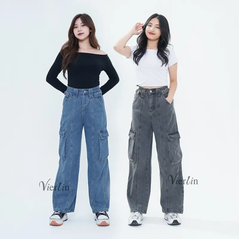 VIERLIN - Jeans 1581 1582 - CELANA JEANS CARGO  | JEANS HIGHWAIST JEANS BAGGY JEANS BOYFRIEND JEANS SKINNY JEANS CUTBRAY CELANA JEANS RIPPED JEANS KULOT JEANS WANITA FLARE JEANS LOOSE JEANS PANJANG JEANS HW 0