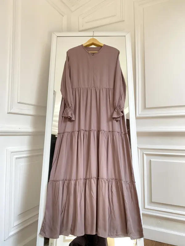 Dress BARBARA Katun Gamis Susun Panjang Hitam Busui Dewasa - Gaun Remaja Pesta Midi Baju rayon Casual 1