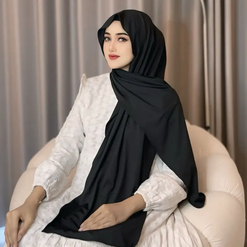 KERUDUNG HIJAB PASHMINA INSTAN MODEL MELEYOT PAKAI INNER NINJA MENUTUP LEHER BAHAN JERSEY Muslim Dewasa Oval 4