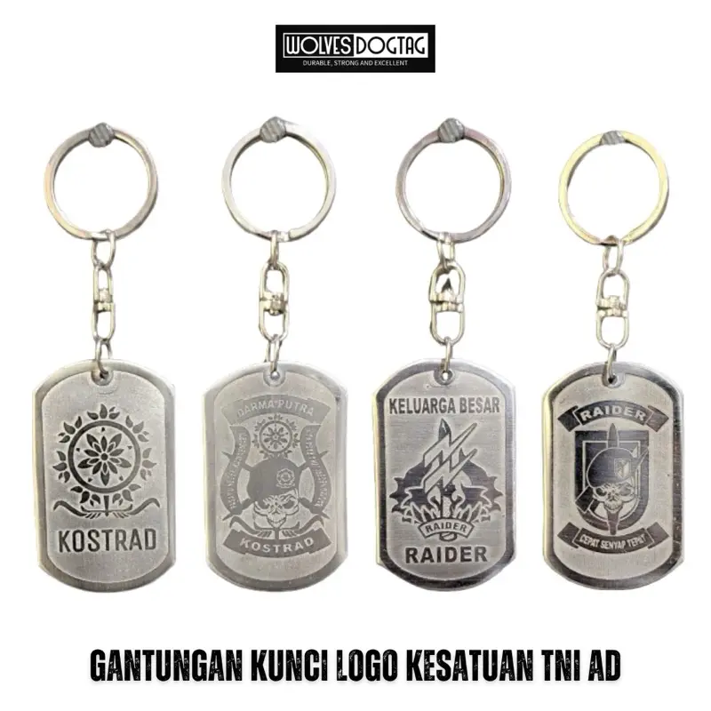 Gantungan kunci kesatuan TNI / aksesoris TNI / gantungan kunci monel anti karat / gantungan kunci TNI / gantungan TNI / gantungan kunci tni ad / kopassus / marinir / tni al / tni au Pengait Souvenir Hadiah Liontin Besi Baju Rantai 4
