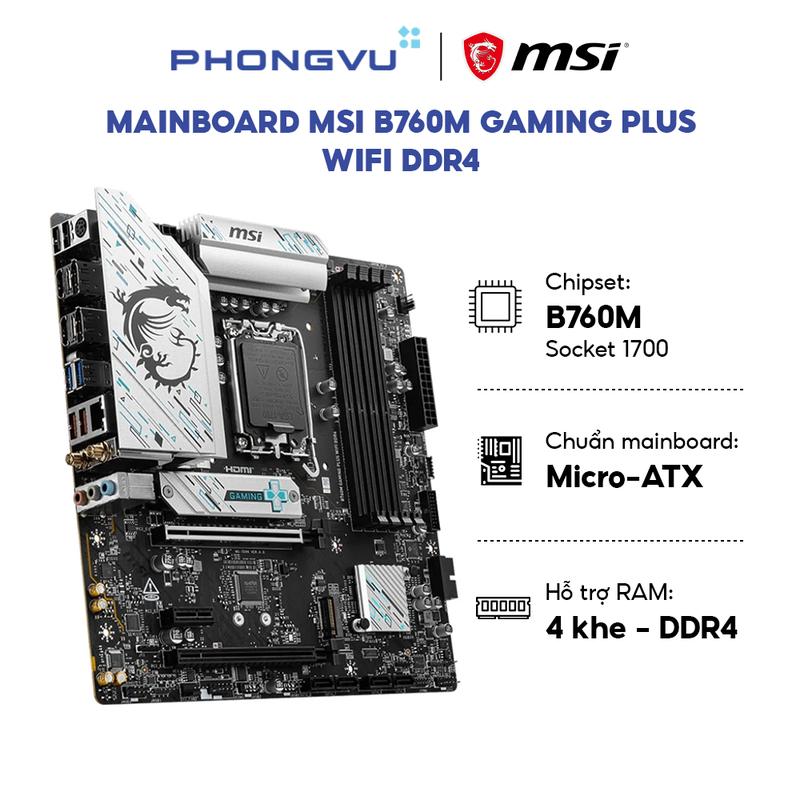 Mainboard MSI B760M Gaming Plus WIFI DDR4 - Micro-ATX - Socket 1700 - WiFi 6E