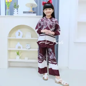 Stelan Baju Dan Celana Rayon  Anak Perempuan Terbaru Usia 3 Sampai 9 Tahun