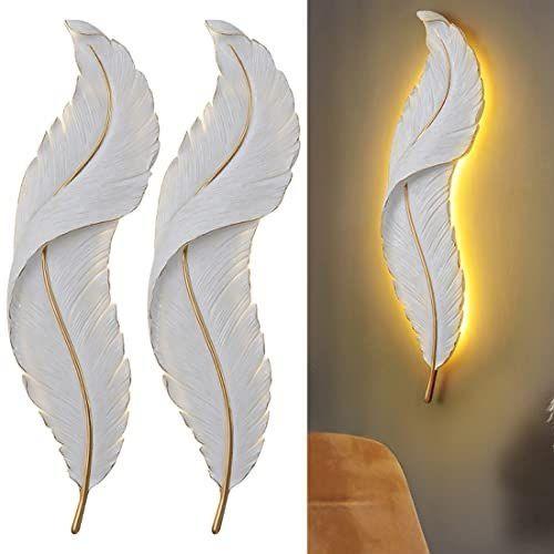 Lampu LED Woldecor Hiyasan Dinding Motif Bulu Angsa 2