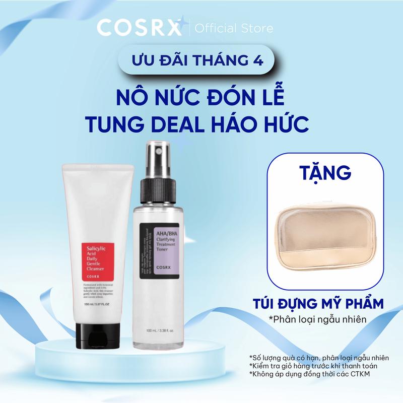 Combo Sữa rửa mặt tạo bọt COSRX Salicylic Acid Daily Gentle Cleanser và Nước hoa hồng COSRX AHA/BHA Clarifying Treatment Toner