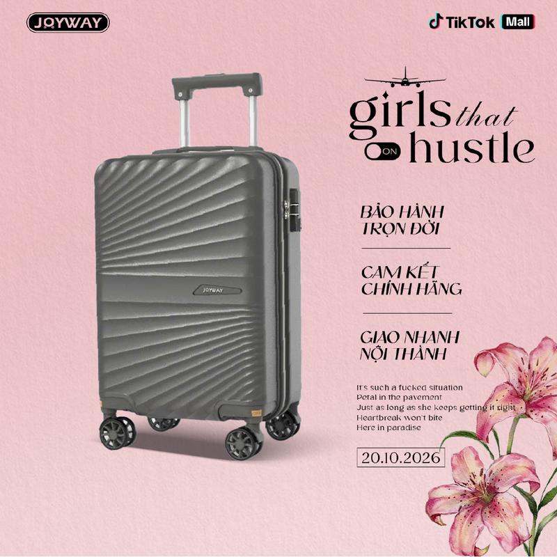 [QUÀ TẶNG NÀNG] JOYWAY Vali Du Lịch Cao Cấp TR-022, ABS Nguyên Sinh - Khóa TSA - Bảo Hành Trọn Đời - Size 24 inch - Màu Xám - Chống Va Đập & Rách - Tay Kéo Hợp Kim - Quà Tặng Miễn Phí