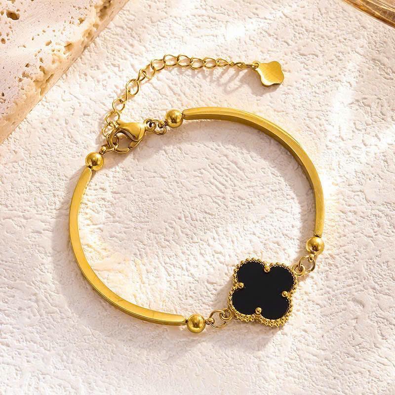 KOC - CB Kiềng Tay Hoa Bốn Cánh - CHẤT LIỆU HỢP KIM Tặng Dây Chuyền Hoa 4 Cánh - COMBO104