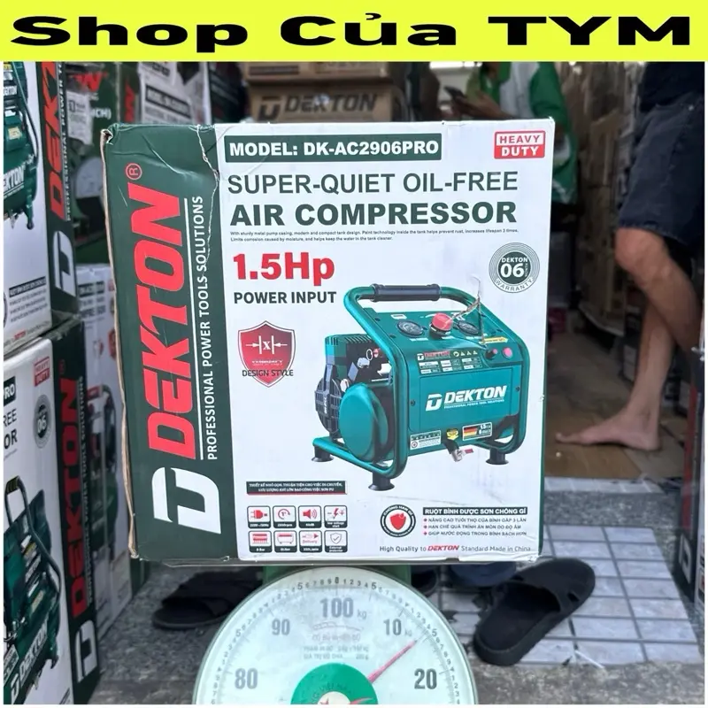 1.5HP 6L - Máy hơi nén khí không dầu DEKTON DK-AC2906PRO 1.5HP bình 6P - chính hãng 4