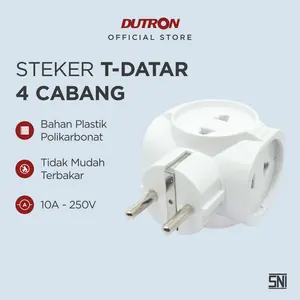 DUTRON Steker Colokan T Datar 4 Cabang Putih