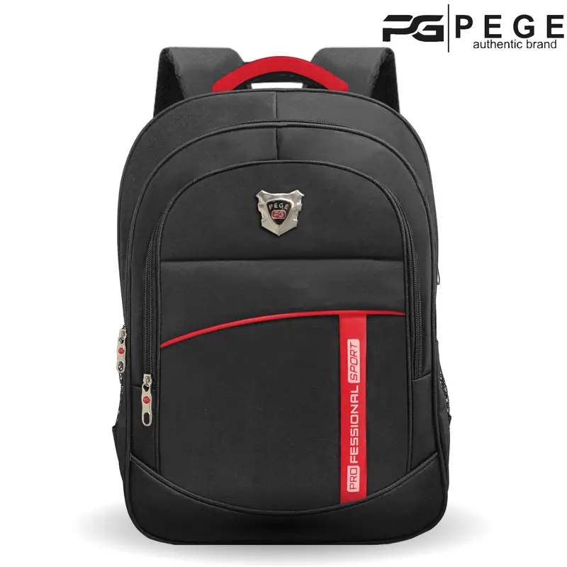 Tas Ransel Laptop Pria PEGE Cavan Tas Punggung Hitam Stripe Merah Gaya Elegan dan Casual - PG 29 2