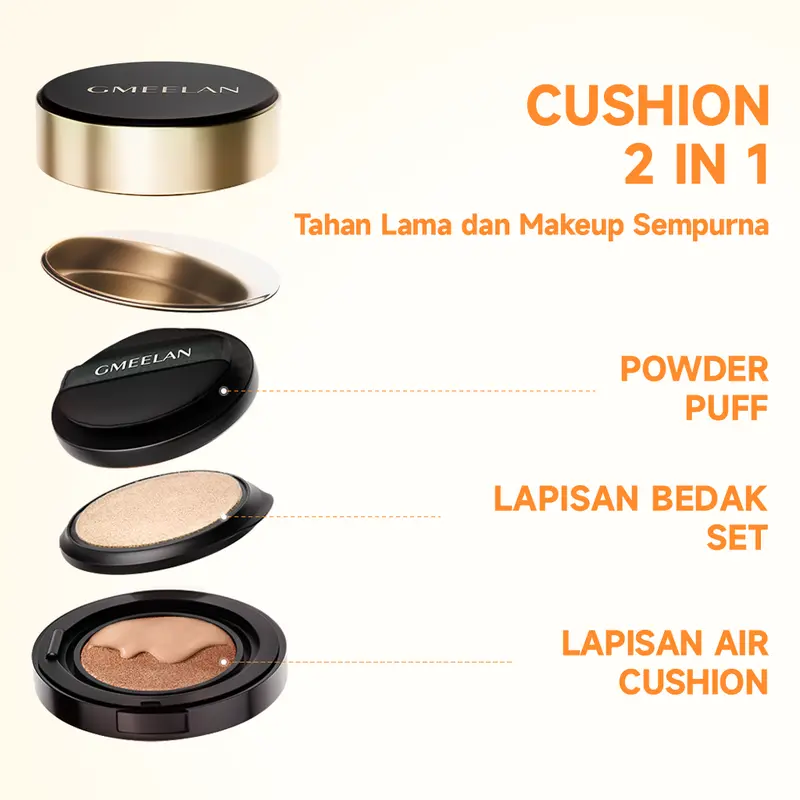GMEELAN Black Truffle PCA Zinc Antioksidan Air Cushion 7g+10g High Coverage Cushion Dengan Kandungan Skincare Mencegah Kekusaman Dan Kulit Kering Sepanjang Concealer Foundation Wajah Extract Mencerahkan Lasting Compact Bedak Padat 1