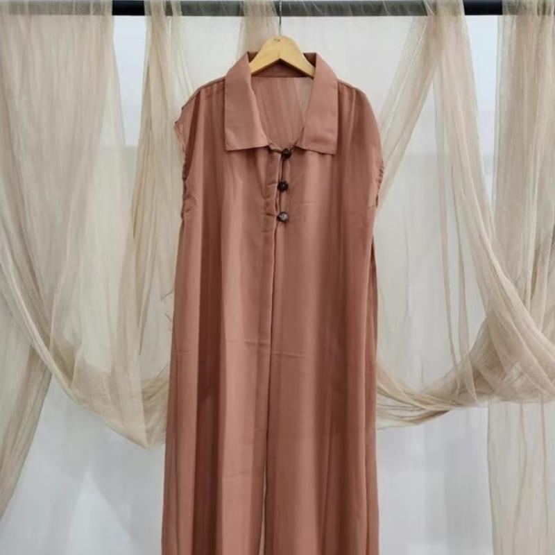 Outer Kardigan Jumbo Tanpa Lengan Bahan Ceruty Babydoll By Azka Collection - Model Pengencang Kancing 7