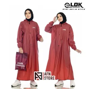JAS HUJAN RAINCOAT GAMIS WANITA DEWASA TEBAL KUAT AWET ANTI ROBEK BAHAN PVC KARET LENTUR ANTI REMBES DAN BOCOR BY ELOK MURAH Syari