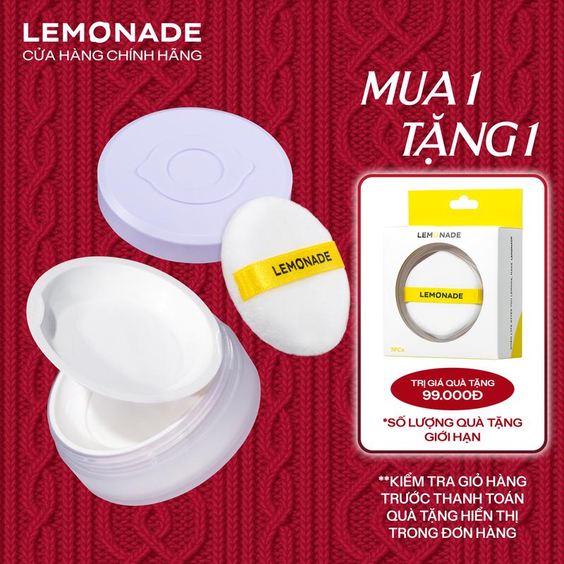 MUA 1 TẶNG 1 MUA 01 Phấn phủ mỏng nhẹ kiềm dầu thuần chay chống nắng Lemonade Supermatte No Makeup Loose Powder 9g TẶNG 01 Bộ 3 Bông Phấn Tán Nền