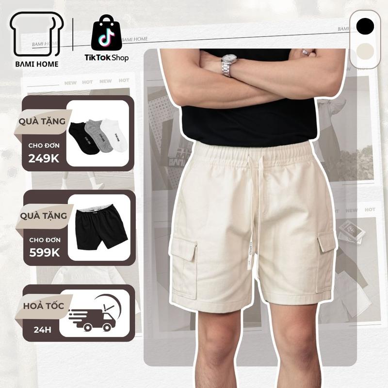 [COMBO GIÁ HỜI] Quần short kaki nam LIAM BAMI HOME, quần kaki túi hộp, lưng chun co giãn, form trên gối QK17