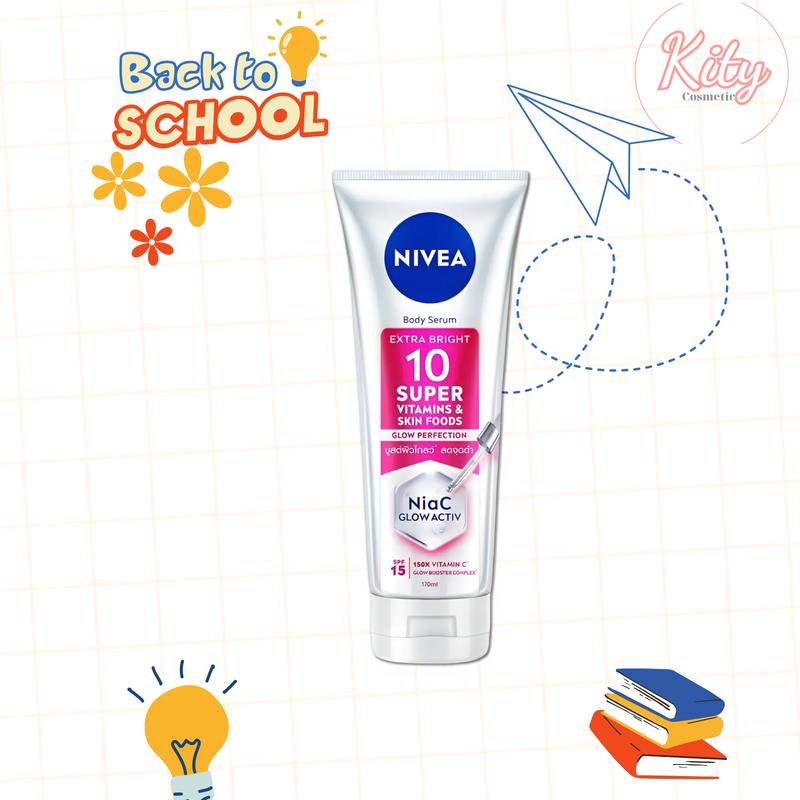   CHÍNH HÃNG Serum Dưỡng Thể NIVEA 10 Super Vitamins Sáng Da | Mờ Thâm & Đốm Nâu Sau 7 Ngày 170ml 